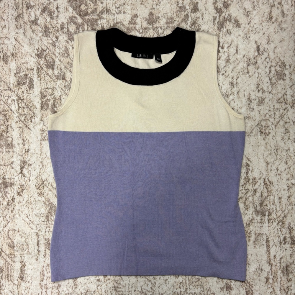 Carlisle Colorblocked Sleeveless Sweater S Old‎ Money Quiet Luxury Silk Cotton